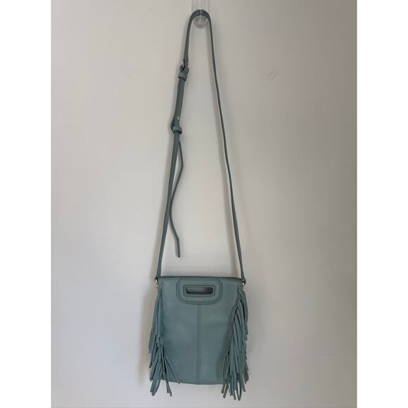 Maje Fringe Leather Mini Crossbody Bag - Slate Blue - Picture 3 of 12